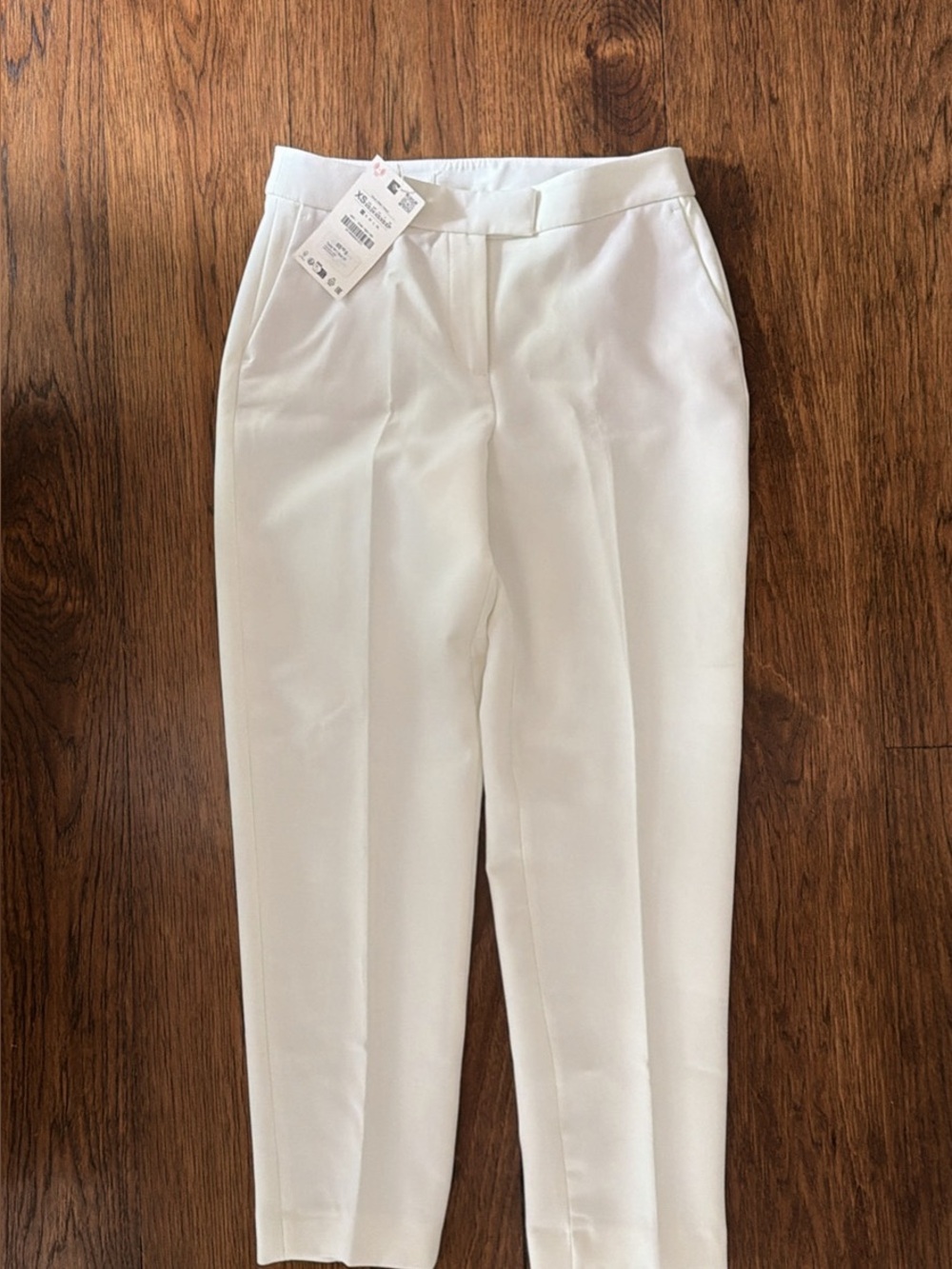 Zara White Tailored Ankle-Length Trousers